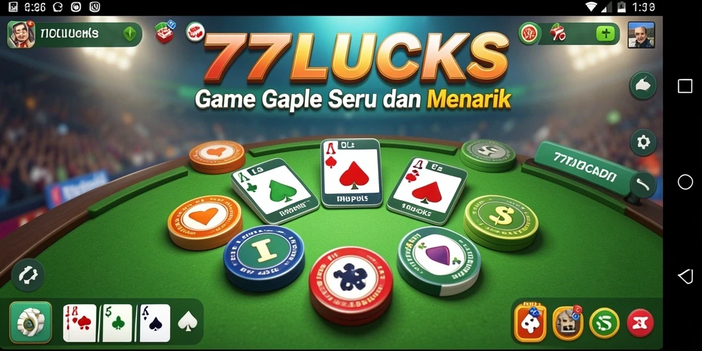 Screenshot 77LUCKS menampilkan gameplay seru Gaple.