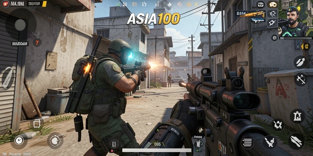 Screenshot menunjukkan aksi mendebarkan dari game TPS ASIA100.