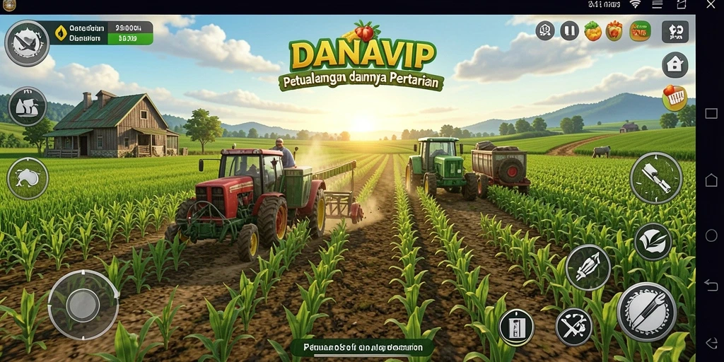 Tangkapan layar menampilkan petualangan pertanian yang seru di DANAVIP.