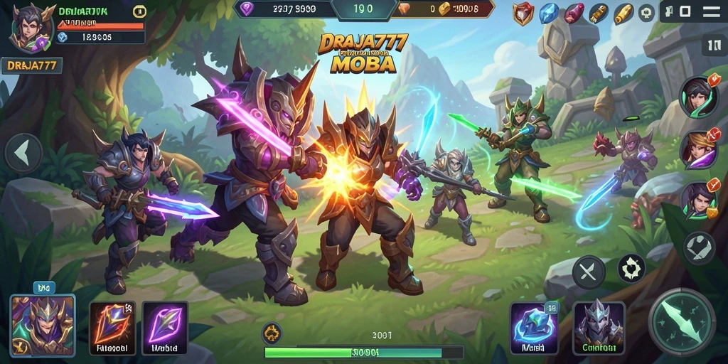 Tampilan gameplay MOBA yang mendebarkan di DRAJA777.