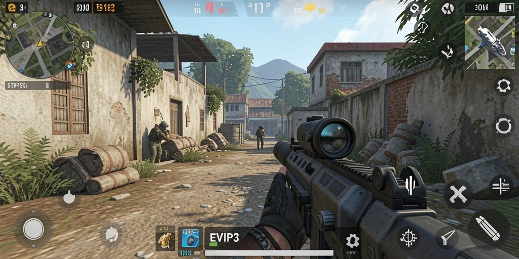 Tampilan gameplay seru dari EVIP3 dengan aksi tembak-menembak yang mendebarkan.