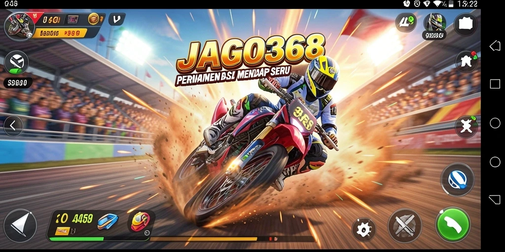 Screenshot utama JAGO368 menampilkan aksi balap yang seru dan mendebarkan.