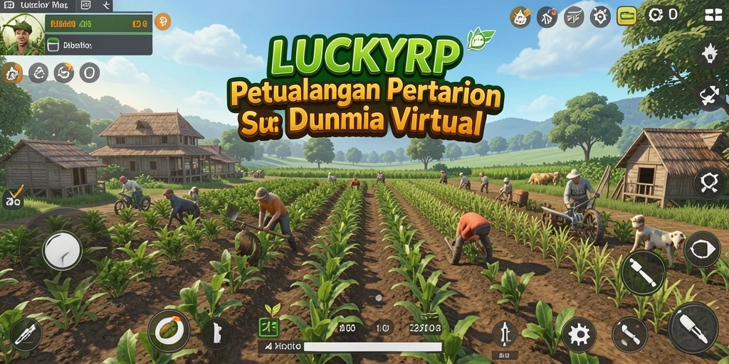 Tangkapan layar gameplay LUCKYRP yang menunjukkan petualangan bertani yang menyenangkan.