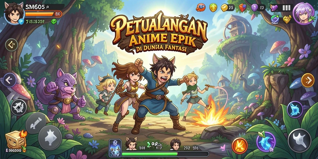 Tampilan gameplay SM605 yang seru dan penuh warna.