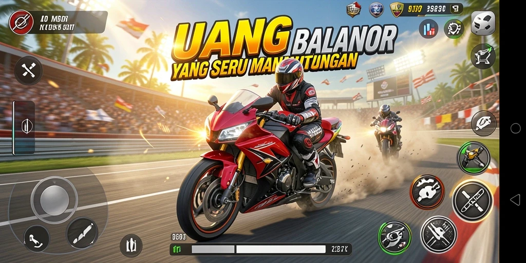 Gameplay balapan motor penuh aksi di UANG.