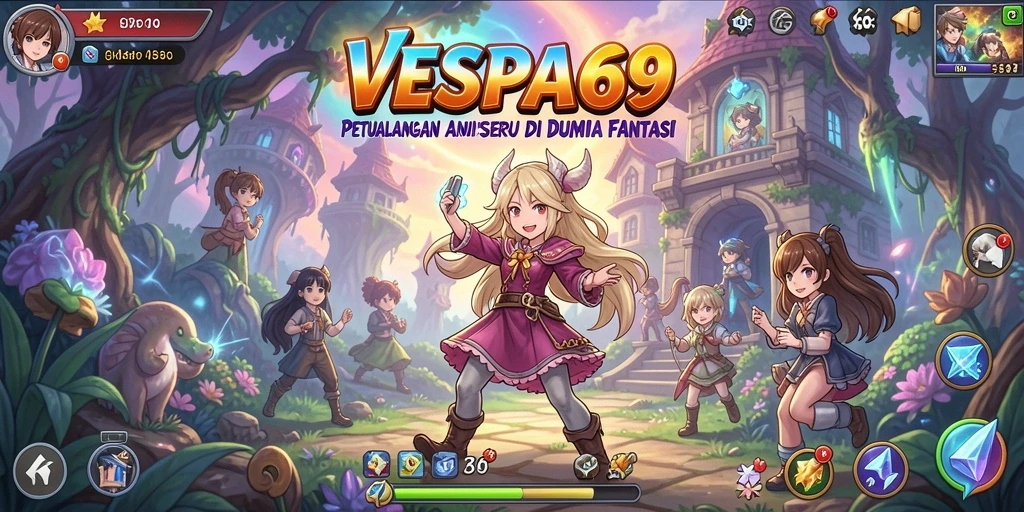 Tampilan aksi seru dalam gameplay VESPA69 dengan nuansa Anime.